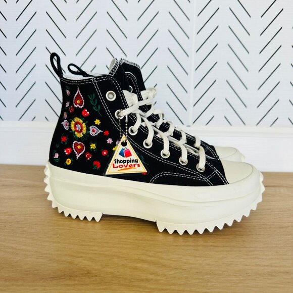 ⭐Converse Run Star Hike Hi Platform Sz 9.5 Mens Shoes Floral Embroidery A02192C⭐ - Picture 1 of 9